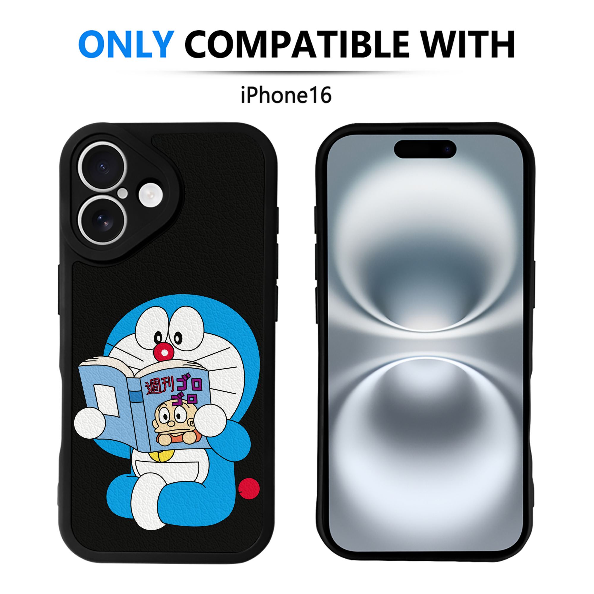 （画像用） ドラえもん Doraemon 【iPhone 16シリーズ対応】シリコンスマホケース（レザー調） 材質：シリコン